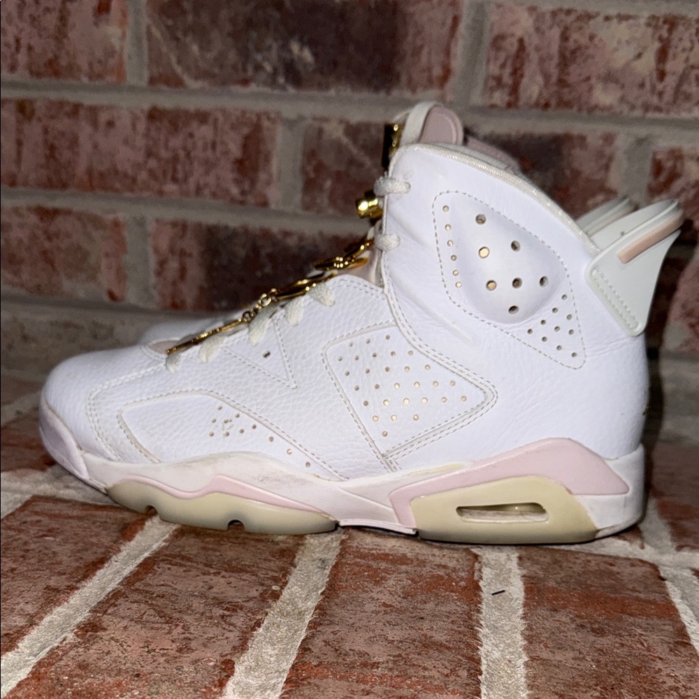 Womens Jordan 6 retro “gold hoops” Sneaker white/pink size 8.5 - Picture 13 of 14